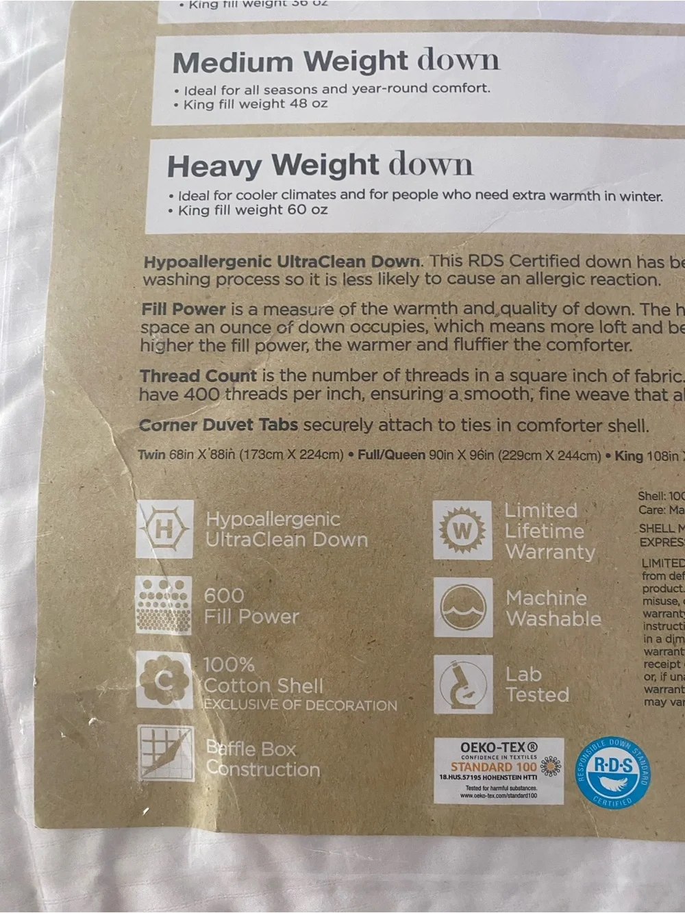 Charter Club White Down Heavyweight Comforter, King